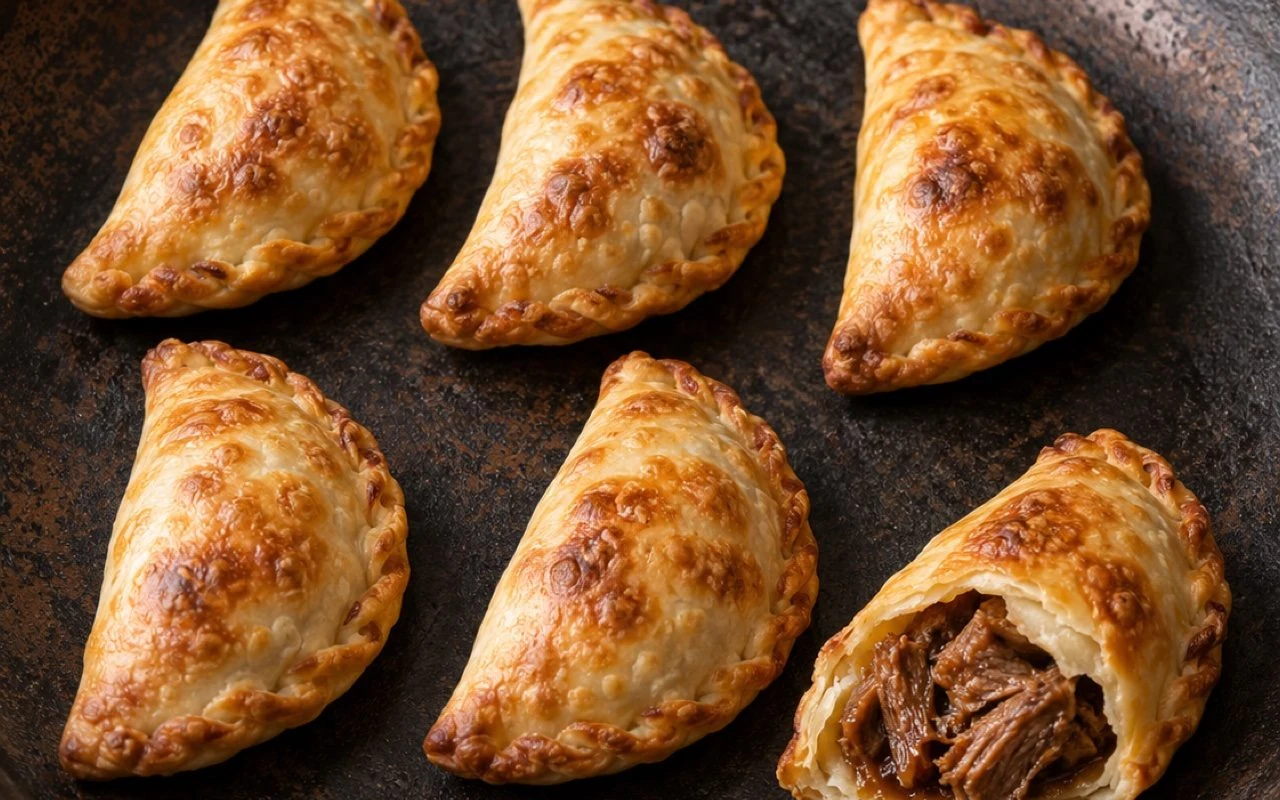 Guanaco empanadas on a clay plate