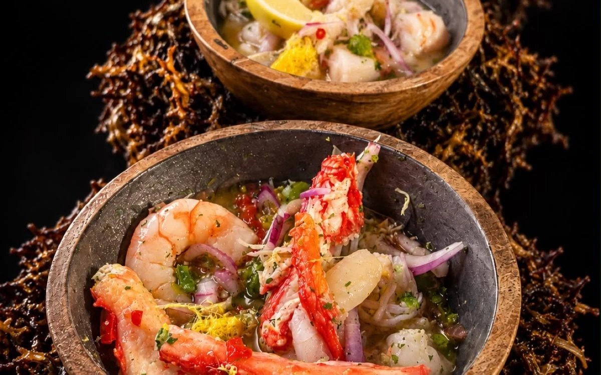 Austral ceviche trilogy in three small bowls