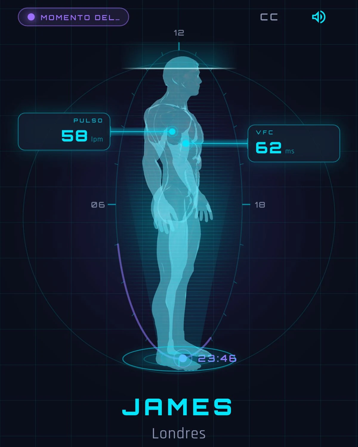 A diner's digital twin on their phone, with pulse and variability