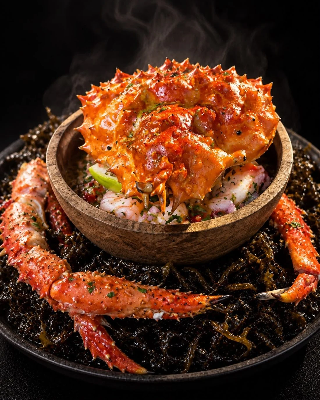 Magellanic king crab au naturel with lemon, red onion and coriander
